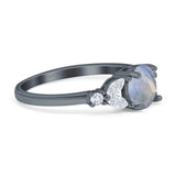 Art Deco Round Natural Stone Leaf Style Ring