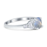 Art Deco Round Natural Stone Leaf Style Ring