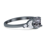 Art Deco Round Natural Stone Leaf Style Ring