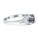 Art Deco Round Natural Stone Leaf Style Ring