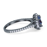Art Deco Oval Natural Stone Floral Ring