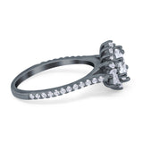 Art Deco Oval Natural Stone Floral Ring