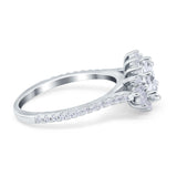 Art Deco Oval Natural Stone Floral Ring