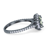 Art Deco Oval Natural Stone Floral Ring