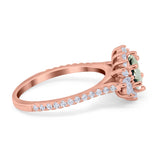 Art Deco Oval Natural Stone Floral Ring