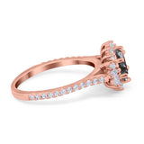 Art Deco Oval Natural Stone Floral Ring