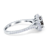 Art Deco Oval Natural Stone Floral Ring