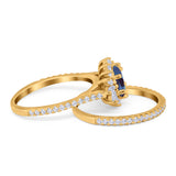 Two Piece Oval Natural Stone Bridal Ring