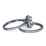 Two Piece Oval Natural Stone Bridal Ring
