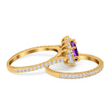 Two Piece Oval Natural Stone Bridal Ring