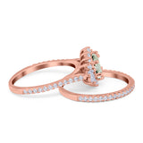 Two Piece Oval Natural Stone Bridal Ring