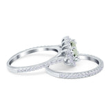 Two Piece Oval Natural Stone Bridal Ring