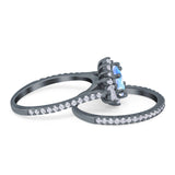 Two Piece Oval Natural Stone Bridal Ring