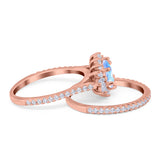 Two Piece Oval Natural Stone Bridal Ring
