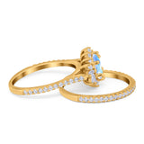 Two Piece Oval Natural Stone Bridal Ring