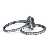 Two Piece Oval Natural Stone Bridal Ring