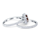 Two Piece Oval Natural Stone Bridal Ring