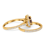 Two Piece Oval Natural Stone Bridal Ring