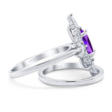 Two Piece Oval Natural Stone Bridal Ring