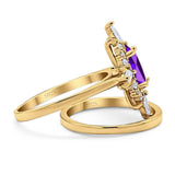 Two Piece Oval Natural Stone Bridal Ring