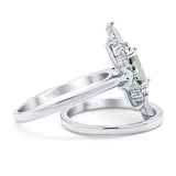 Two Piece Oval Natural Stone Bridal Ring