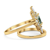 Two Piece Oval Natural Stone Bridal Ring