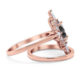 Two Piece Oval Natural Stone Bridal Ring