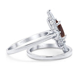 Two Piece Oval Natural Stone Bridal Ring
