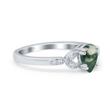 Pear Teardrop Natural Stone Floral Ring