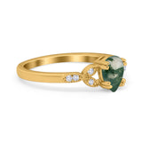 Pear Teardrop Natural Stone Floral Ring