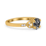 Pear Teardrop Natural Stone Floral Ring