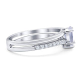 Art Deco Pear Natural Stone Wedding Ring