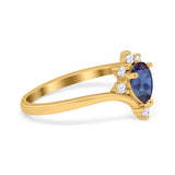 Pear Teardrop Natural Stone Chevron Ring