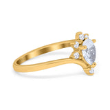 Pear Teardrop Natural Stone Chevron Ring
