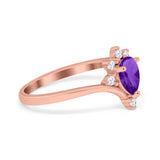 Pear Teardrop Natural Stone Chevron Ring