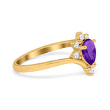 Pear Teardrop Natural Stone Chevron Ring