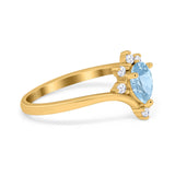Pear Teardrop Natural Stone Chevron Ring