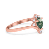 Pear Teardrop Natural Stone Chevron Ring