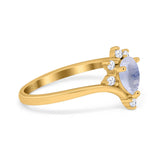 Pear Teardrop Natural Stone Chevron Ring