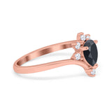 Pear Teardrop Natural Stone Chevron Ring