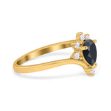 Pear Teardrop Natural Stone Chevron Ring