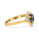 Pear Teardrop Natural Stone Chevron Ring