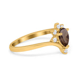 Pear Teardrop Natural Stone Chevron Ring