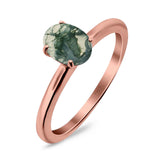 Minimalist Oval Natural Stone Solitaire Ring