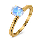 Minimalist Oval Natural Stone Solitaire Ring