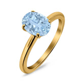  Oval Natural Stone Solitaire Cathedral Ring