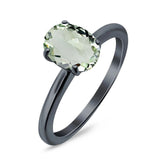  Oval Natural Stone Solitaire Cathedral Ring