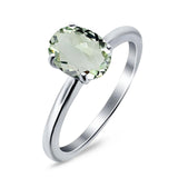 Oval Natural Stone Solitaire Cathedral Ring