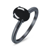  Oval Natural Stone Solitaire Cathedral Ring