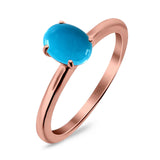 Art Deco Oval Natural Stone Solitaire Ring